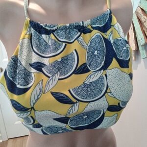 2 Piece Lemon Print Women's Bikini M Swimsuit Set with Halter Top
